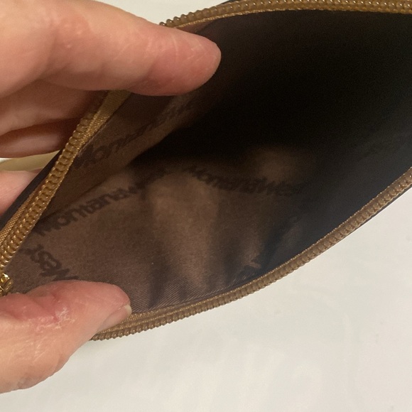 Montana West Leather Wristlet Carmel Tan with Gold Tone Hardware and black trim - Picture 5 of 7